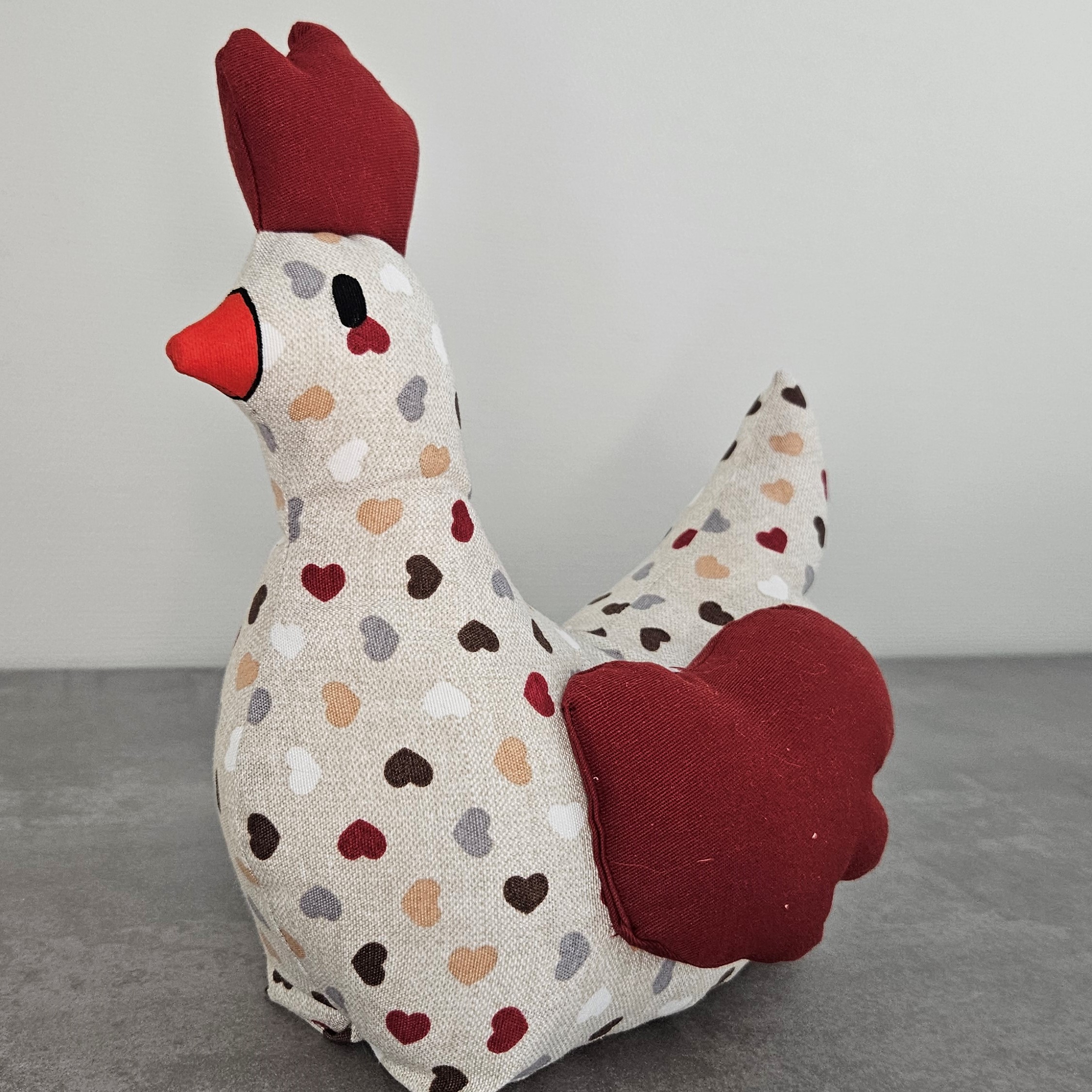Cale porte poule tissu cœur grande poule, vue 3/4