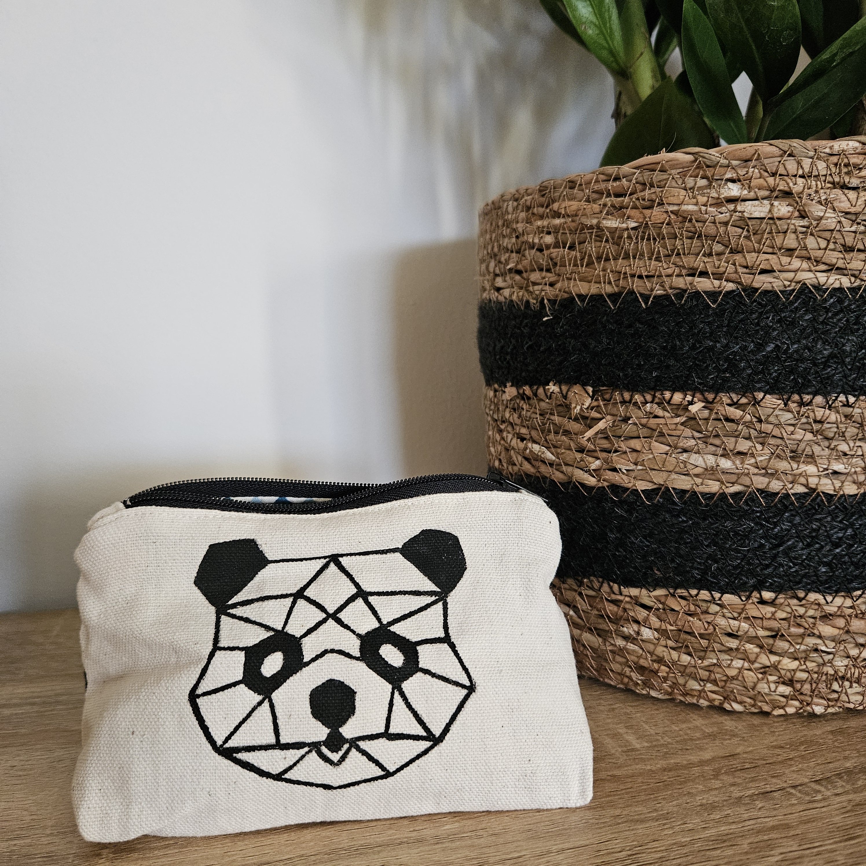 Porte-monnaie panda géométrique