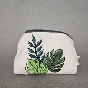 Vue de face porte-monnaie monstera ouvert