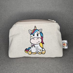 Vue de face ouvert porte-monnaie licorne