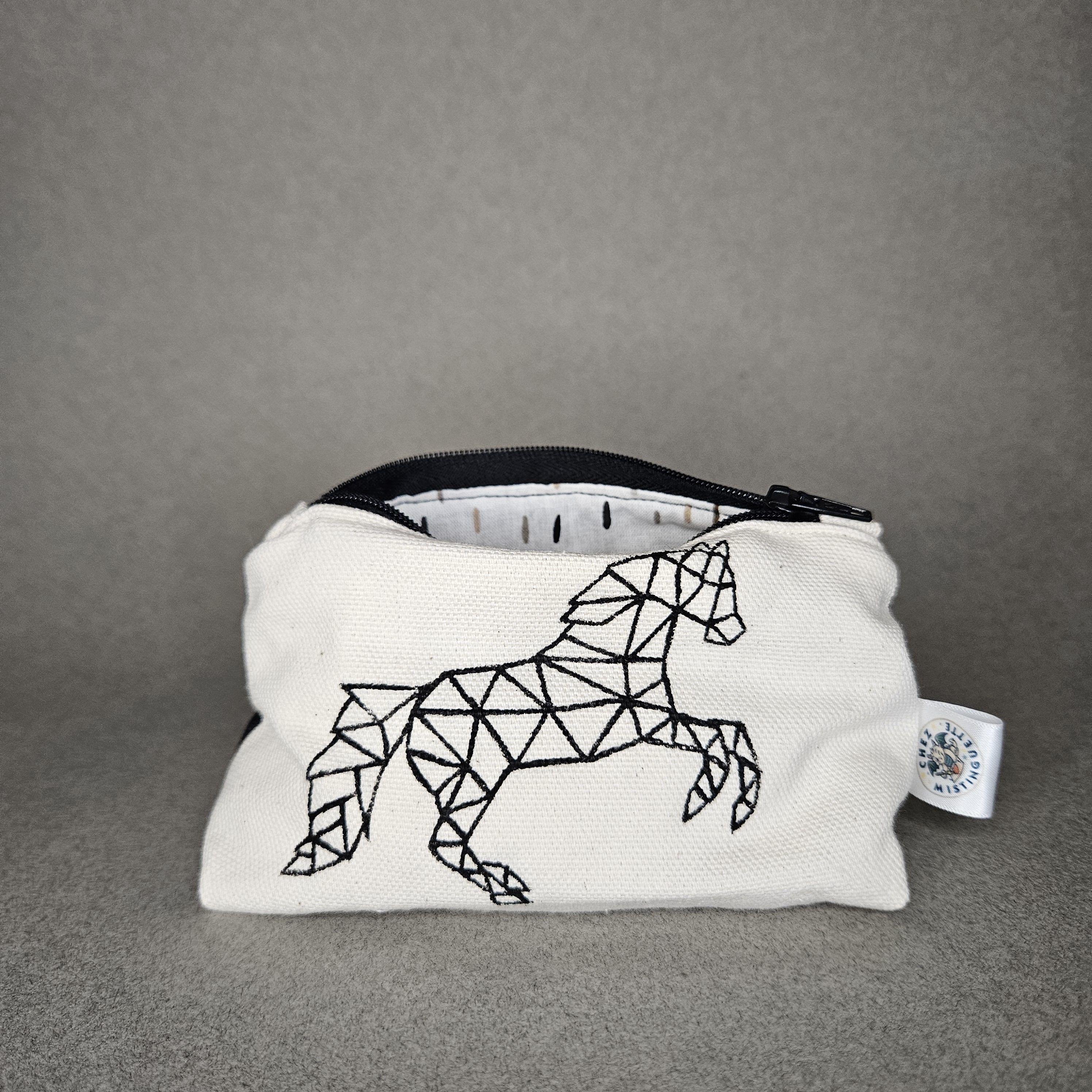 Porte-monnaie cheval géométrique doublure petit trait