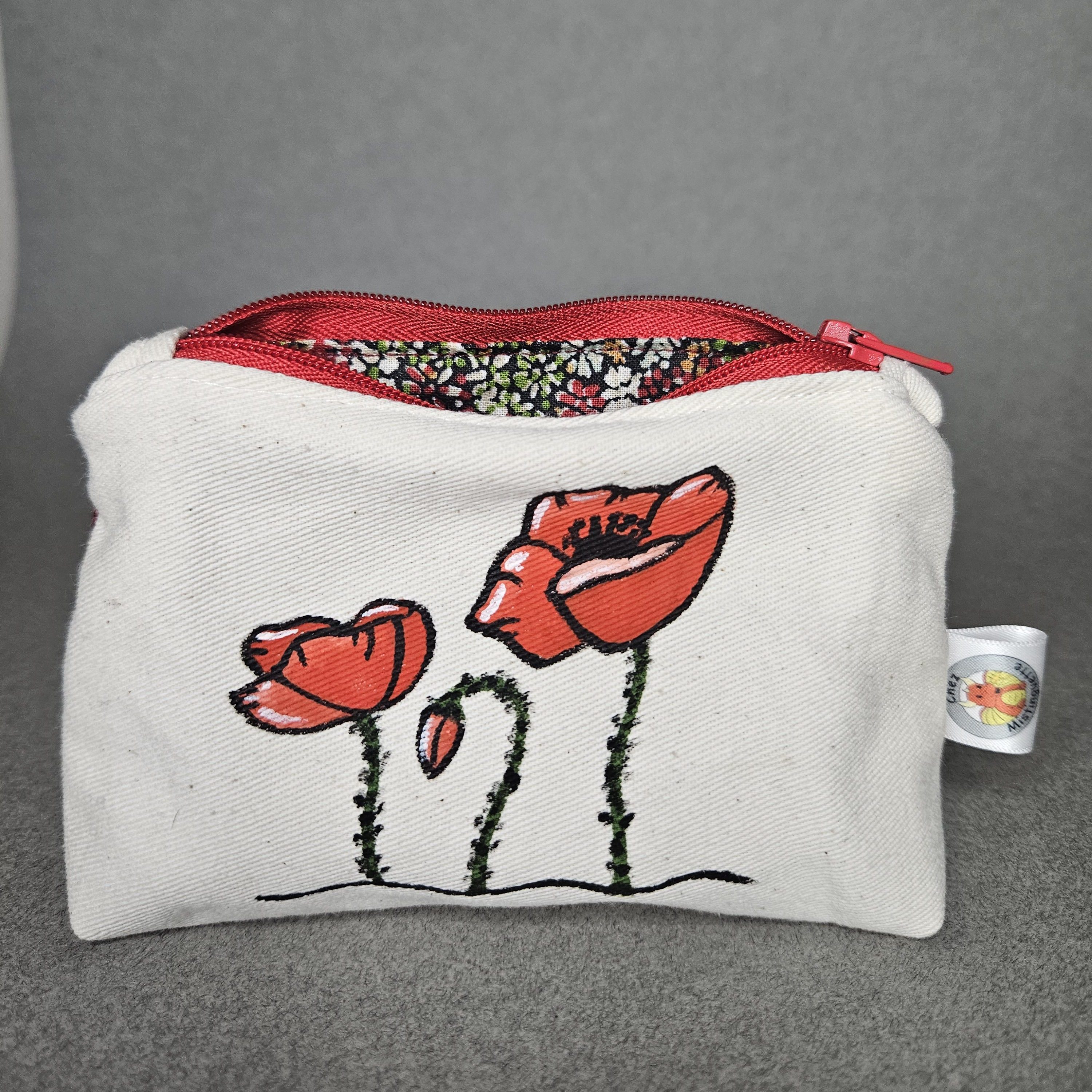 Doublure porte-monnaie coquelicots