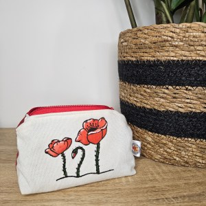 Porte-monnaie coquelicots vue de face