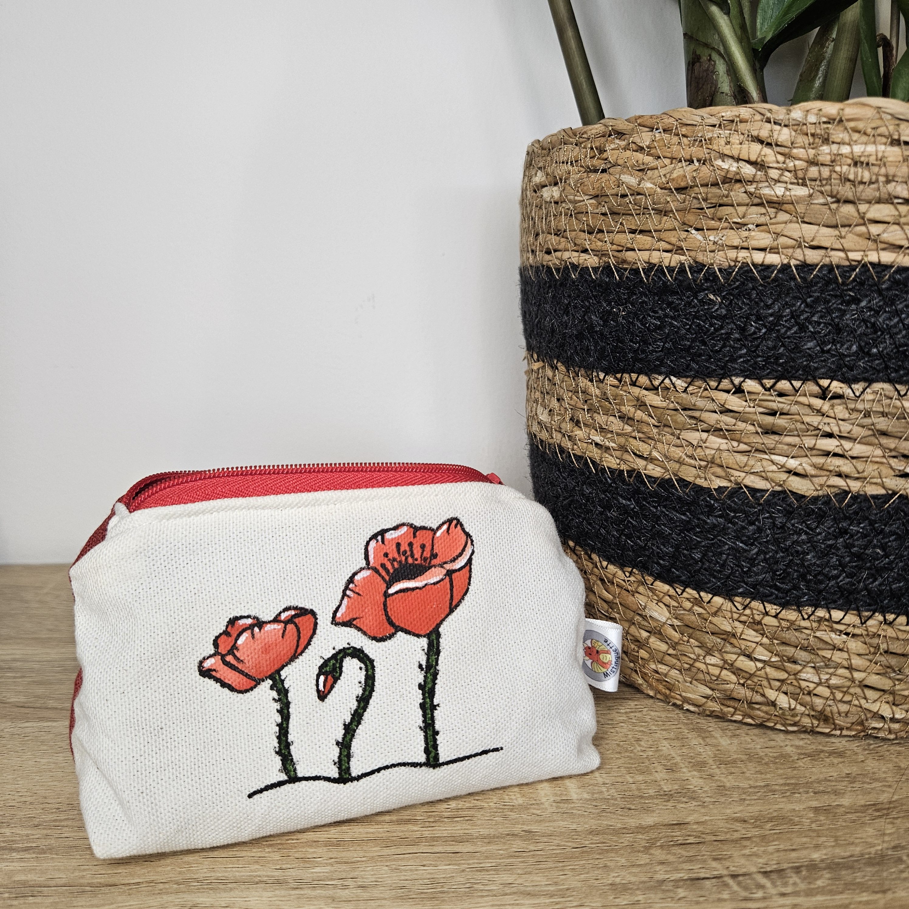 Porte-monnaie coquelicots vue de face