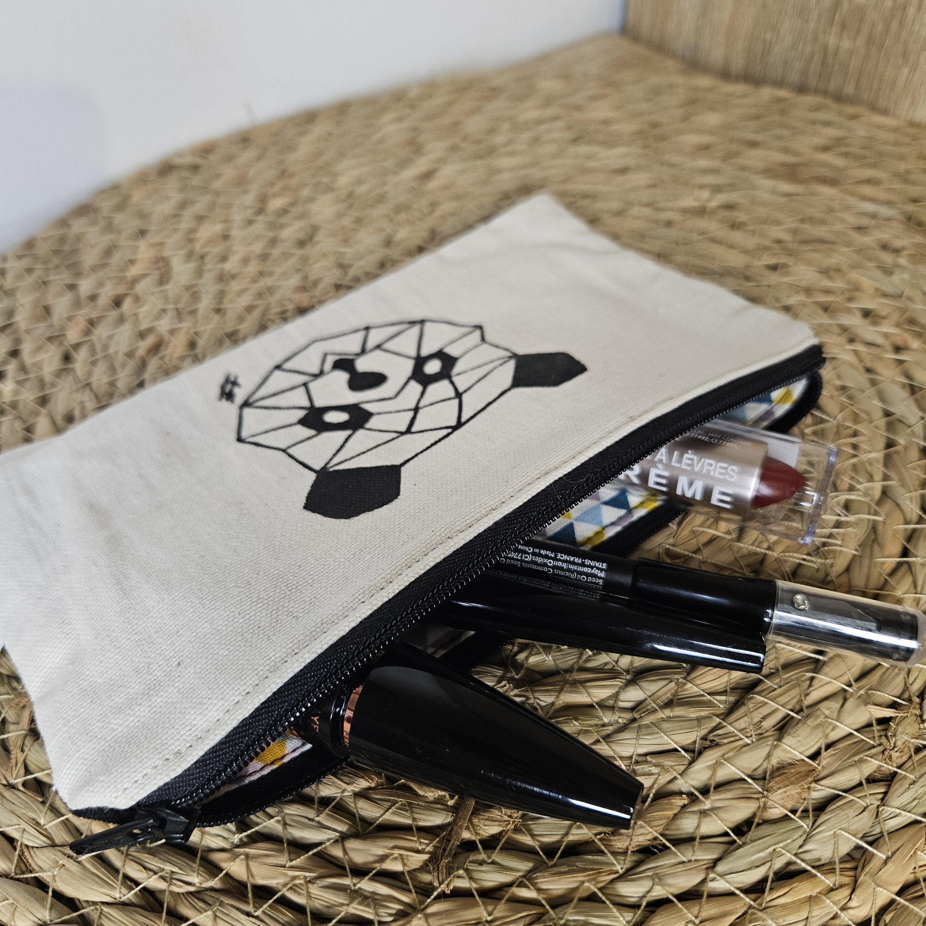 Pochette de rangement panda géométrique