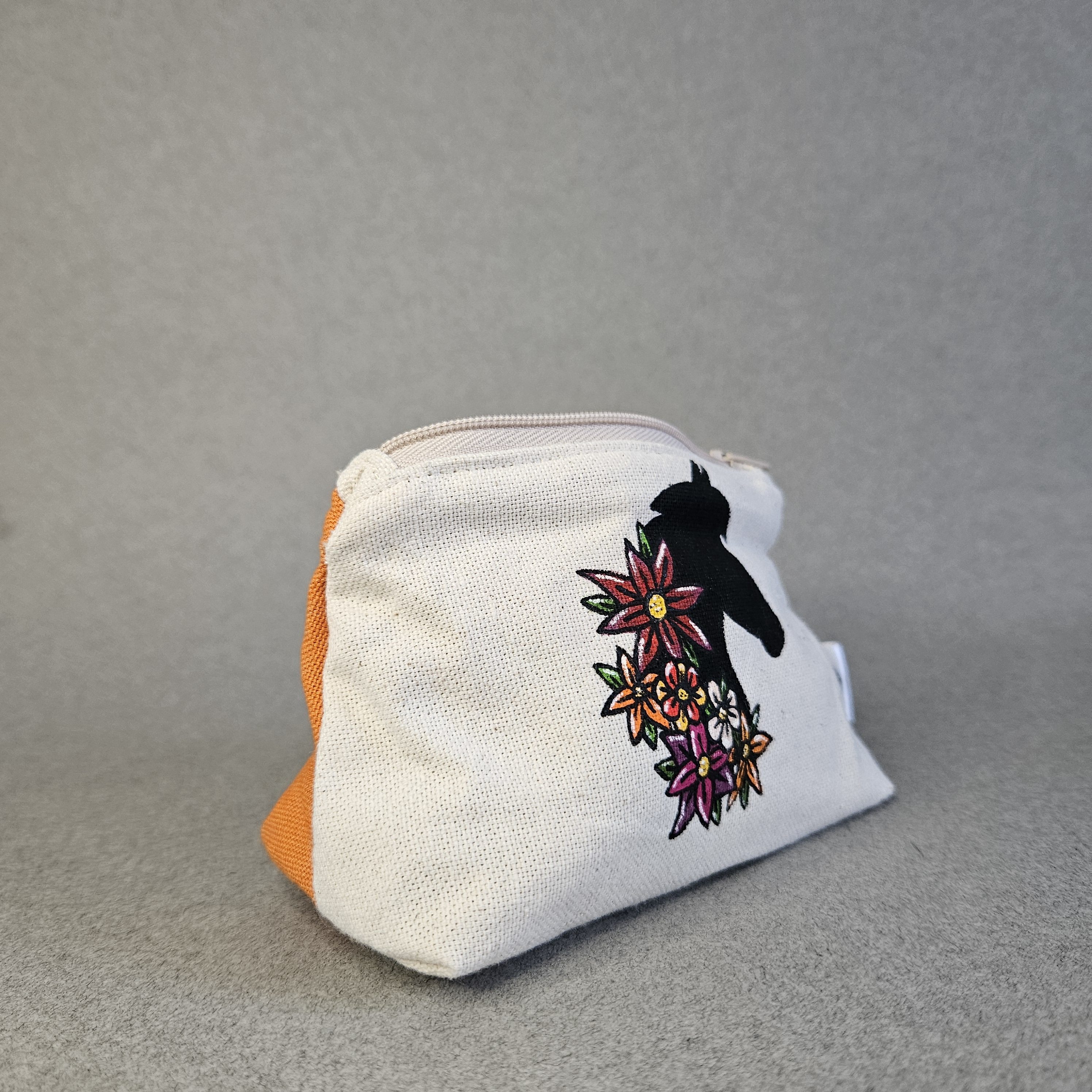 Porte-monnaie cheval fleuri vue de côté