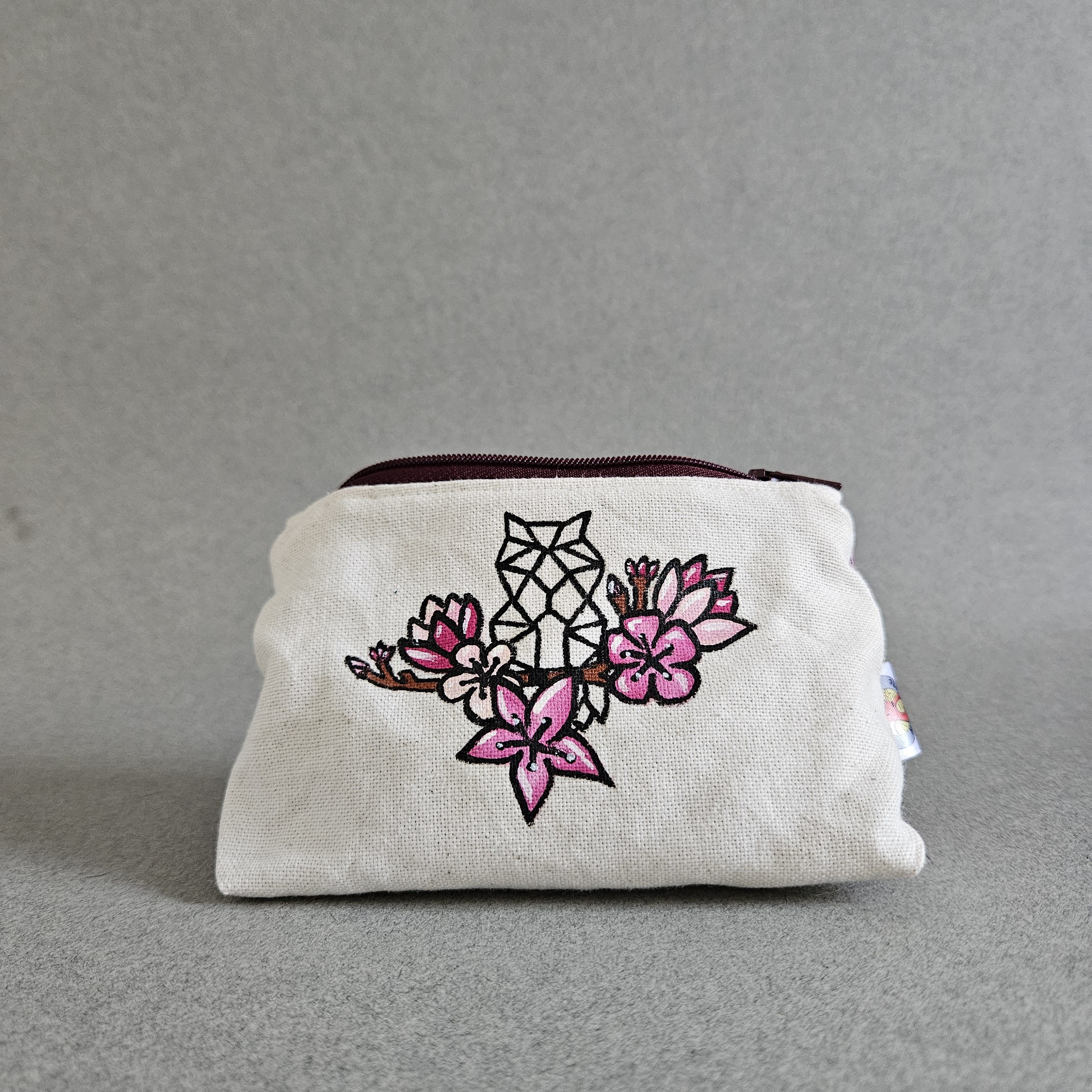 Porte-monnaie hibou et fleurs vue de face ouvert