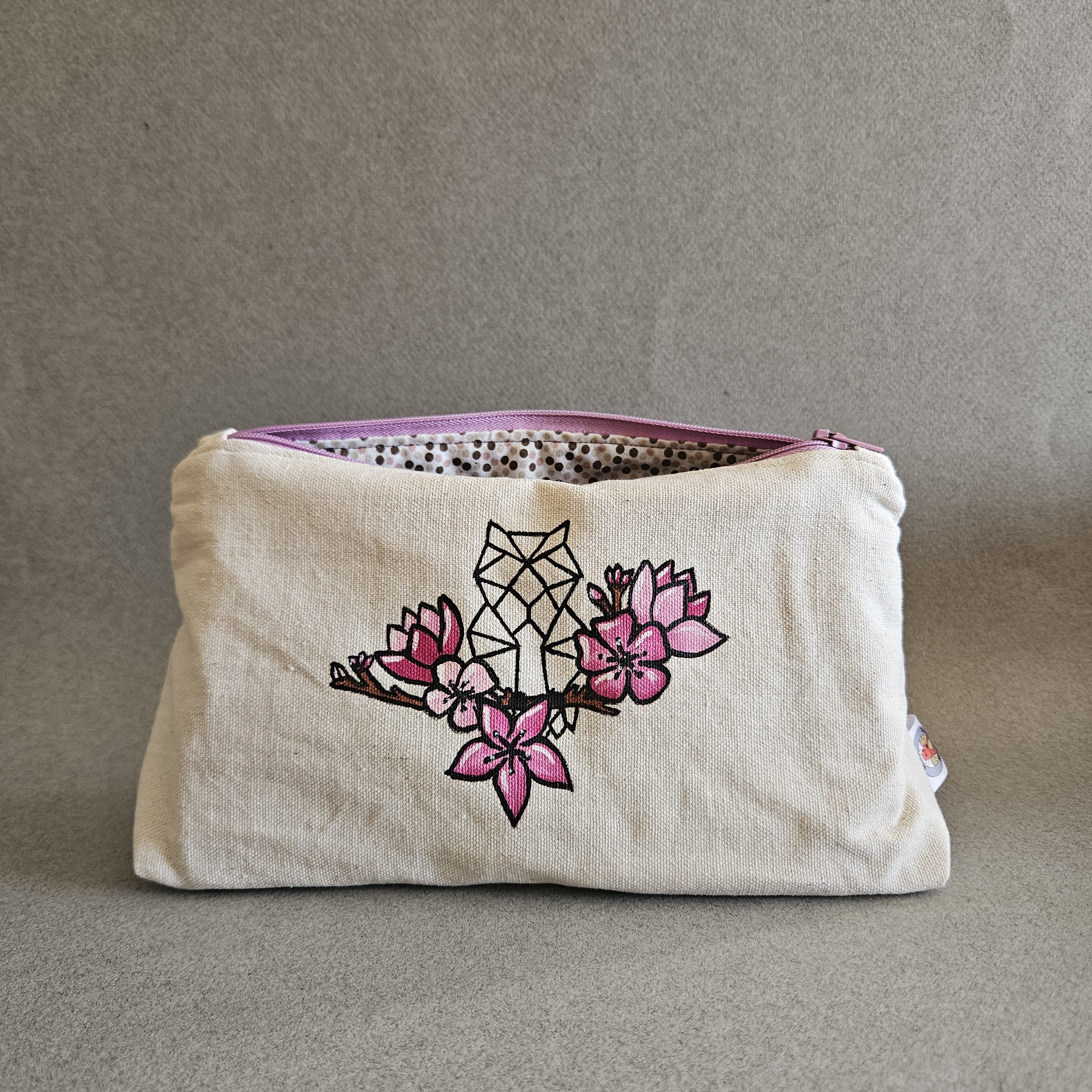 Doublure trousse chouette géométrique