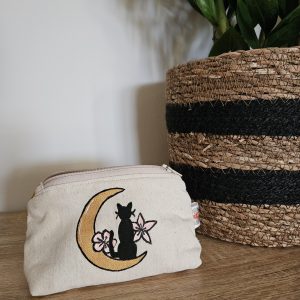 Porte-monnaie chat lune