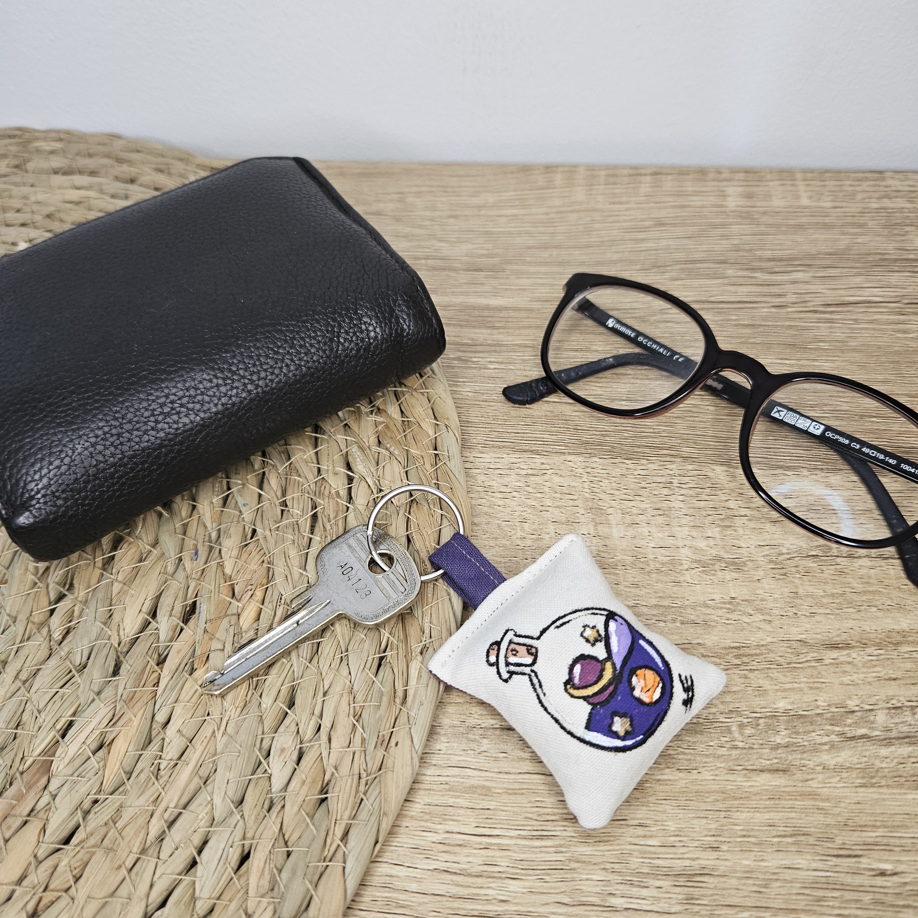 Porte-clé potion violette, planète, anneau en métal pour accrocher