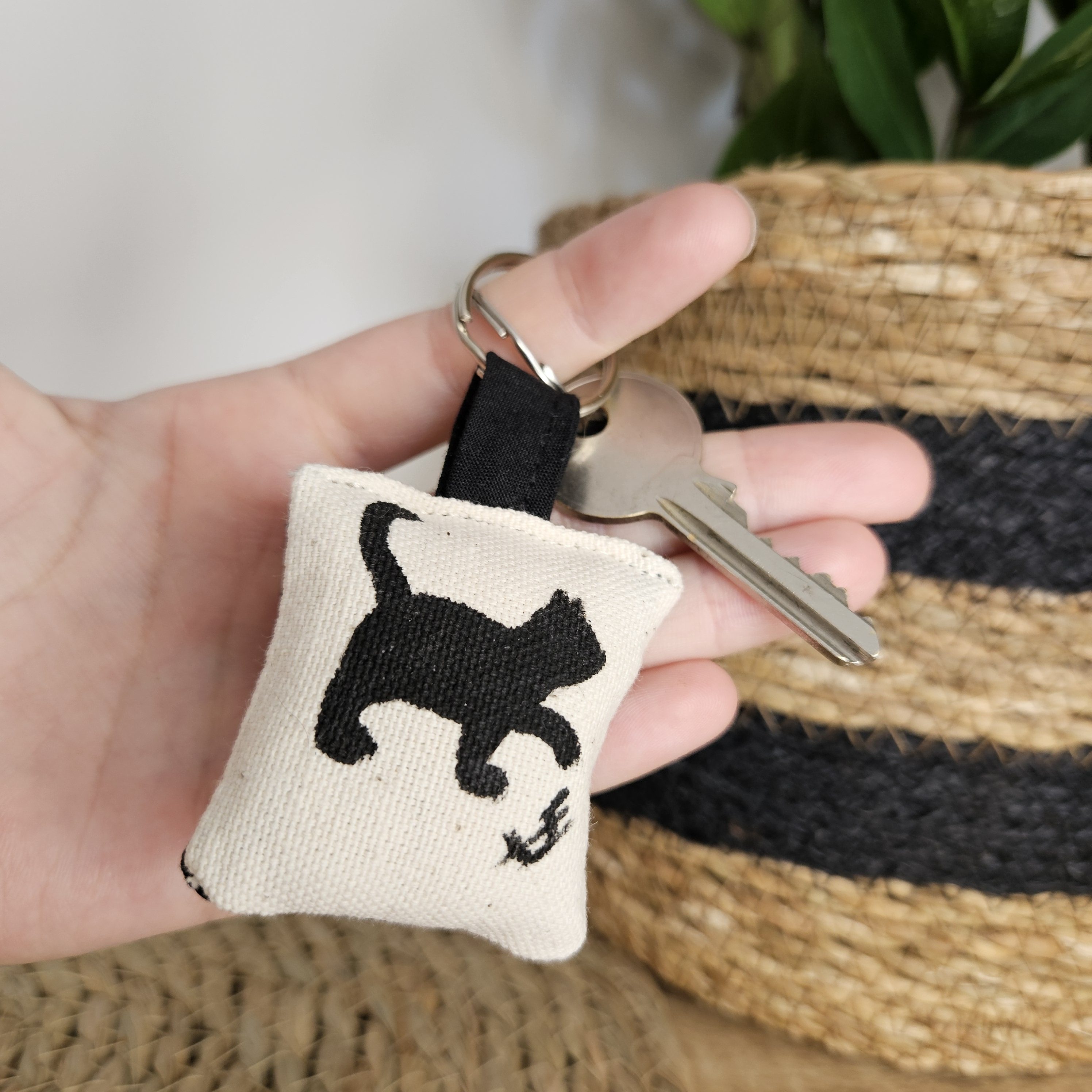 Porte-clé chat, anneau en métal pour accrocher