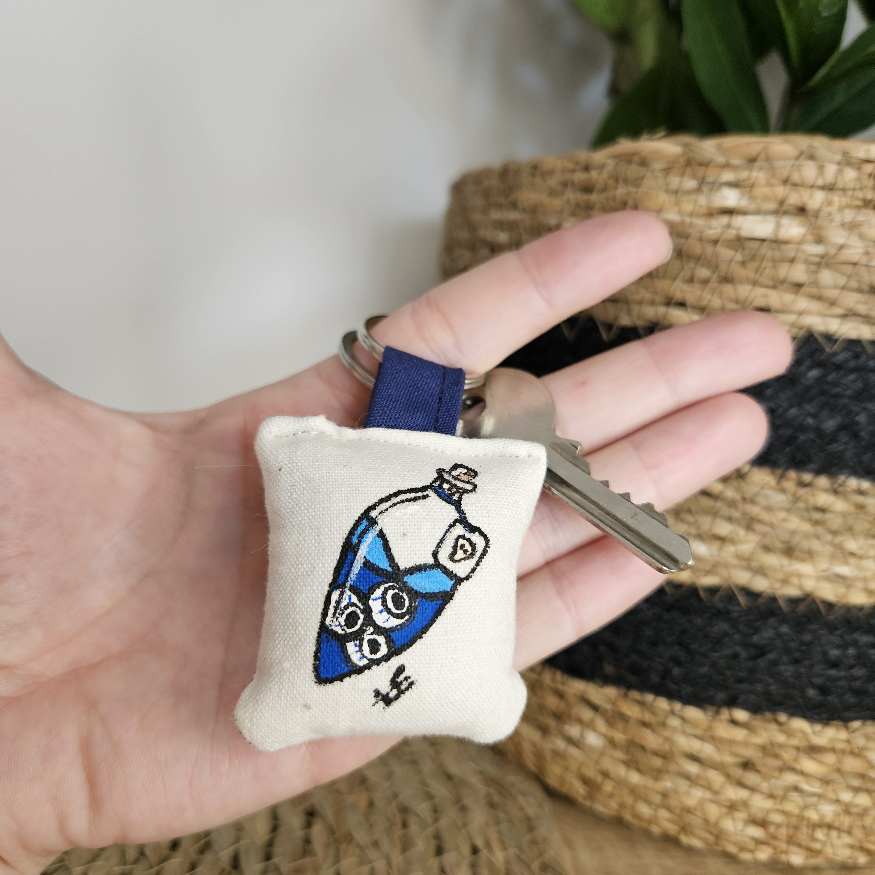 Porte-clé potion bleue, anneau en métal pour accrocher à ses clés