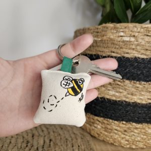 Porte-clé abeille cartoon anneau en métal pour accrocher à ses clés