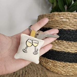 Porte-clé vin blanc, anneau en métal pour accrocher