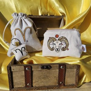 Coffret porte-monnaie et porte-clé Bélier avec leur pochon réutilisable