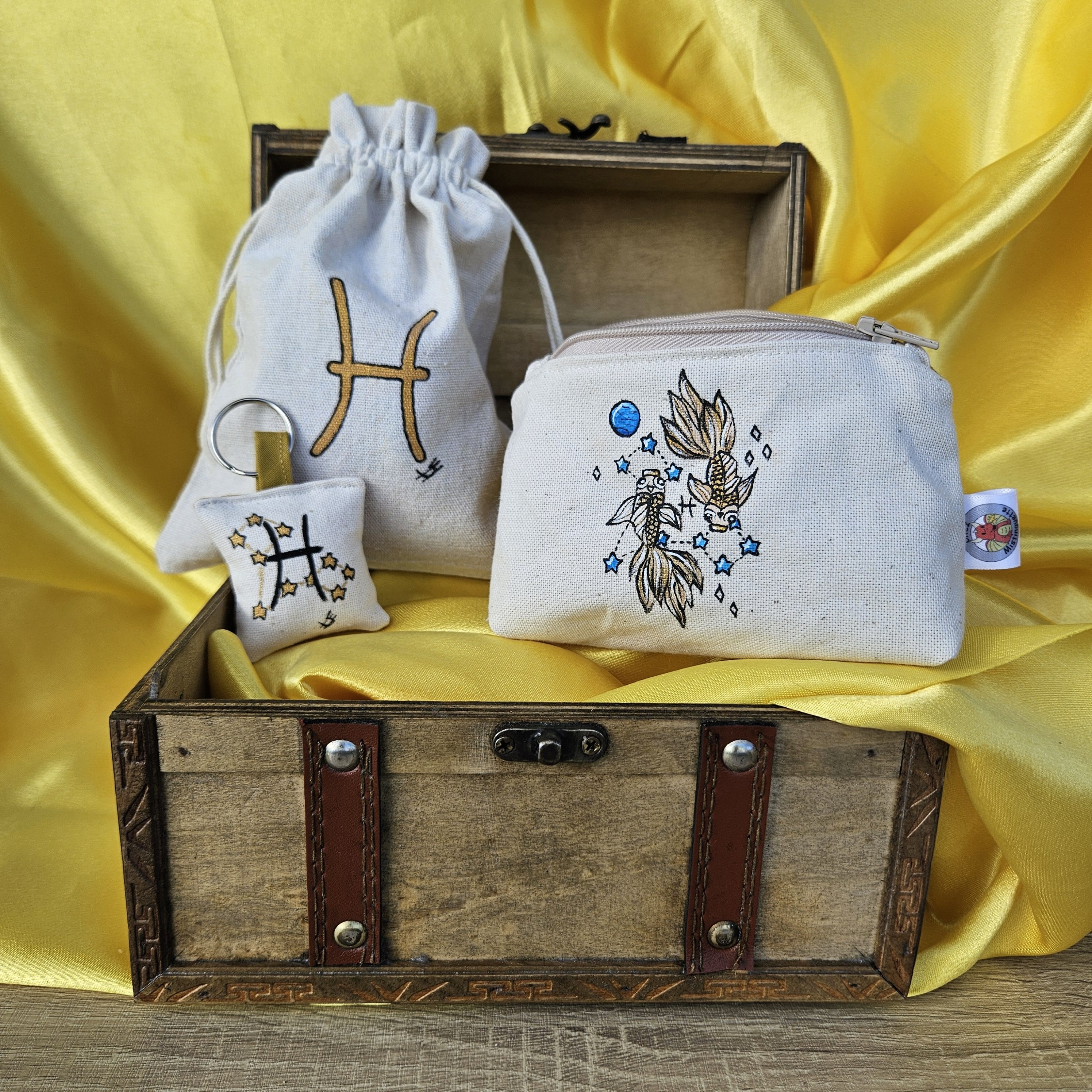 Coffret poisson porte-monnaie porte-clé pochon