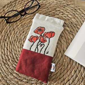 étui à lunettes clic-clac motif coquelicot
