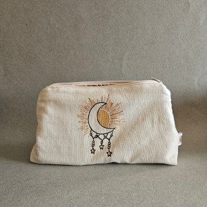 Trousse soleil lune doublure orangée