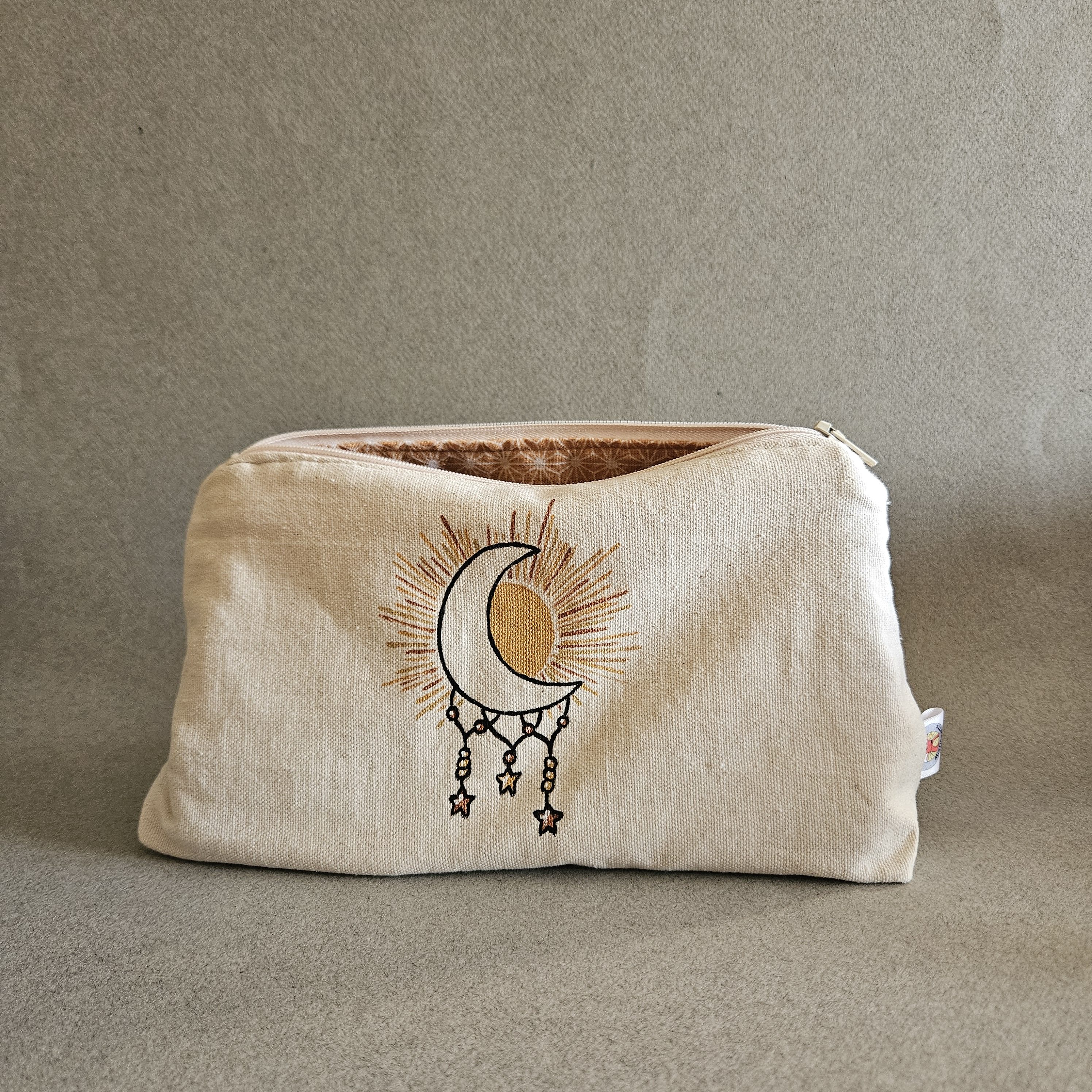 Trousse soleil lune doublure orangée
