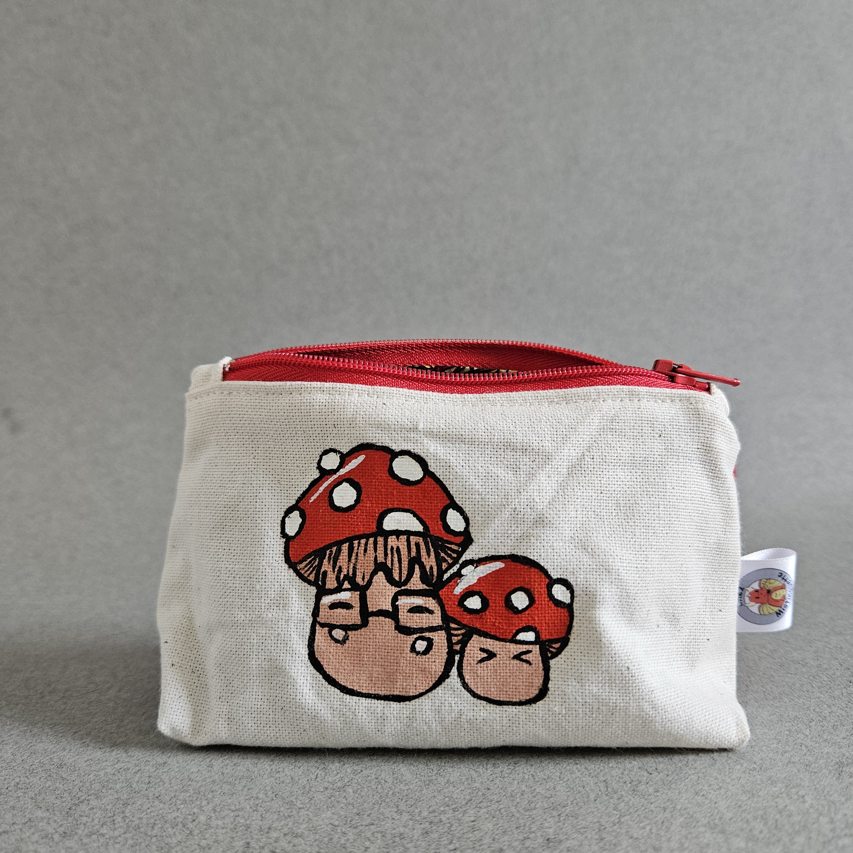 Porte-monnaie champignons cartoon peint à la main