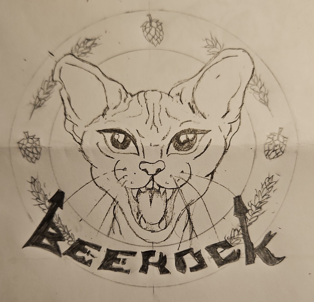 Premier croquis pour le projet de revisite du logo de Beerock en écusson