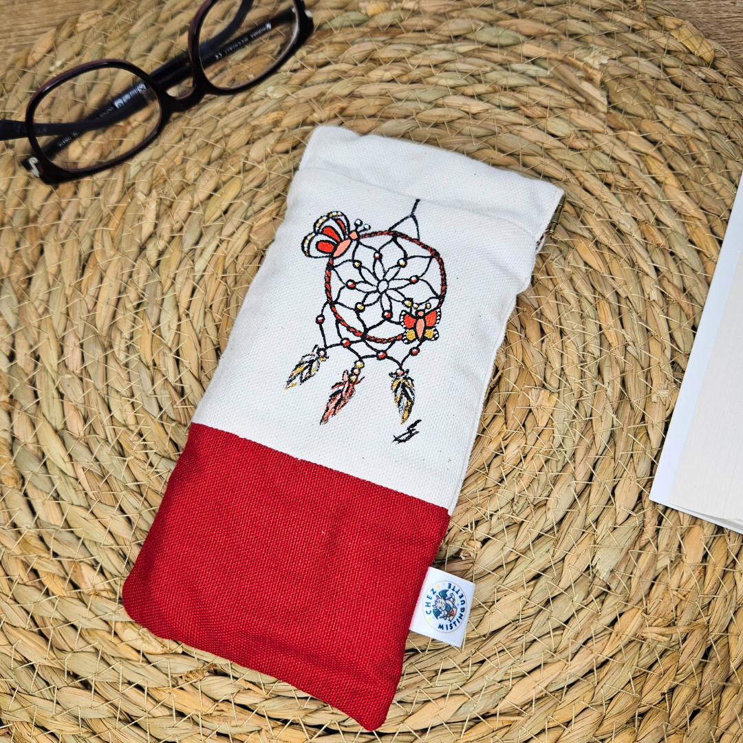 étui à lunettes attrape-rêve rouge