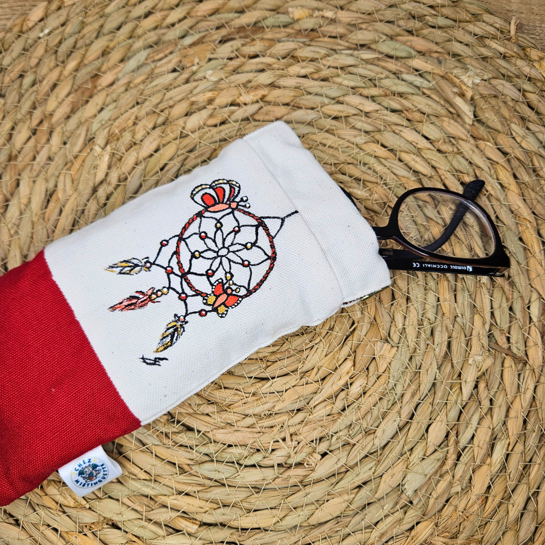 étui à lunettes attrape-rêve rouge pour protéger tes lunettes