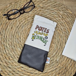étui à lunettes clic-clac motif Potes, apéro, pétanque pour protéger ses lunettes