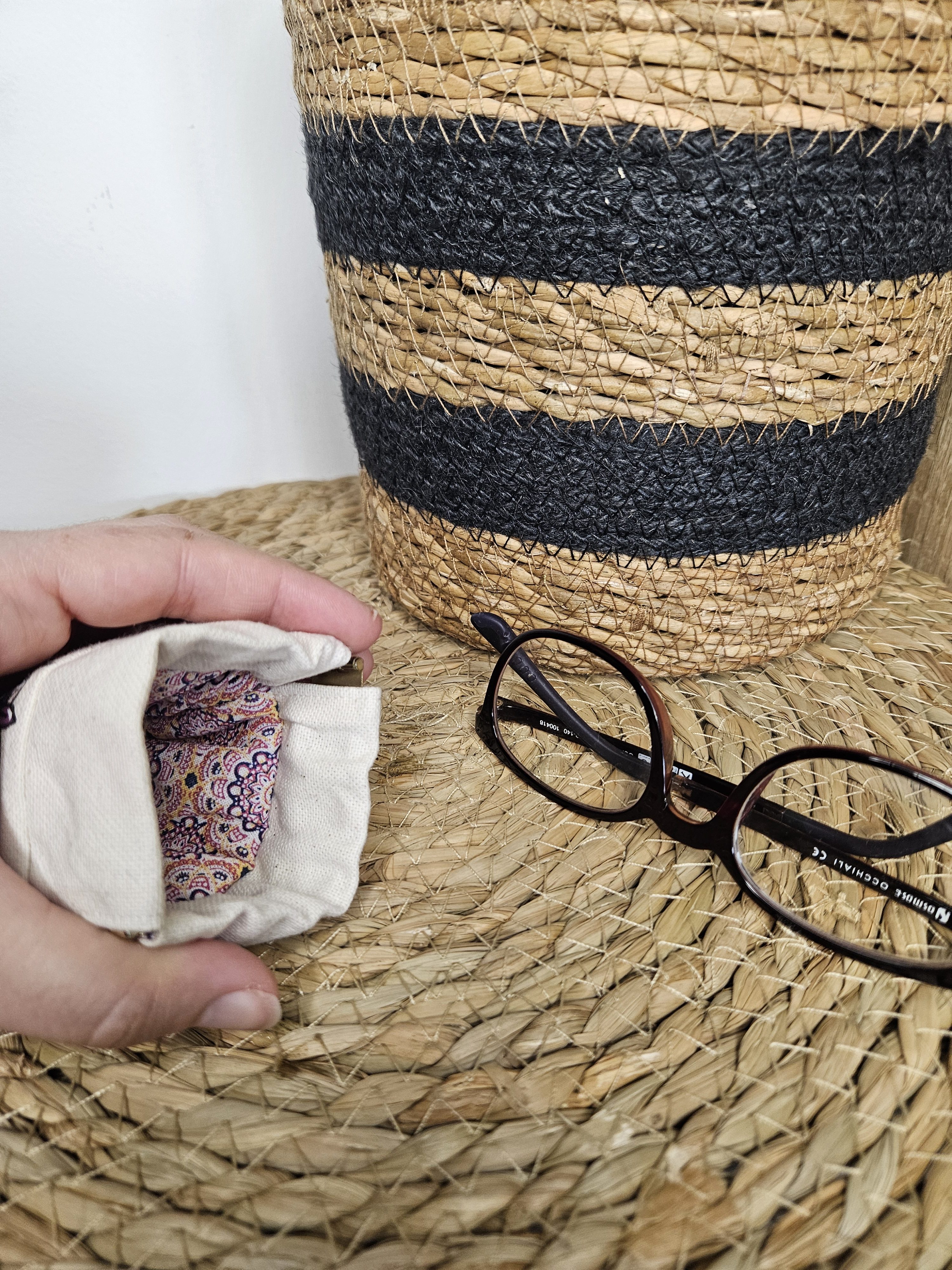 Intérieur mandalas roses de l'étui à lunettes attrape-rêve rose
