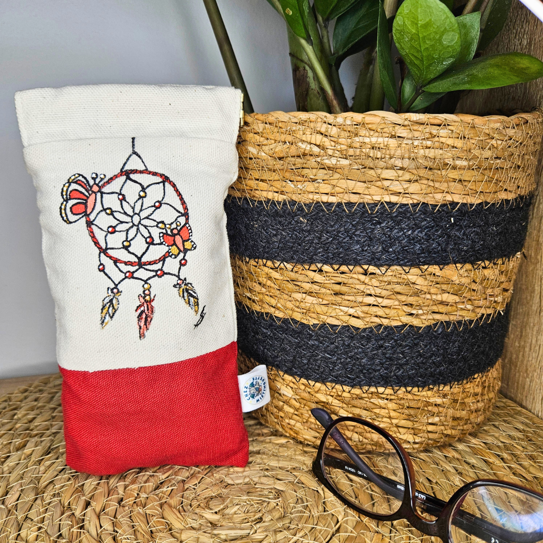 étui à lunettes attrape-rêve rouge