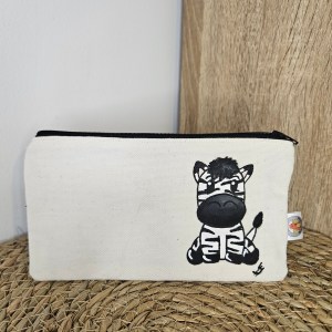 Pochette plate vue de face motif zèbre ouverte