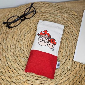 étui à lunettes clic clac champignons cartoon peint à la main